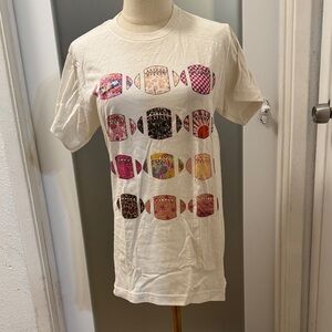 Cream T-Shirt with Colorful Football Print